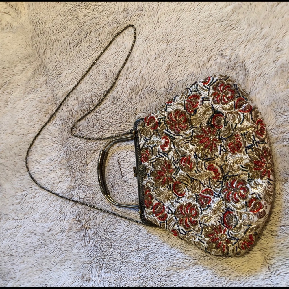 Vintage beaded purse crossbody clutch